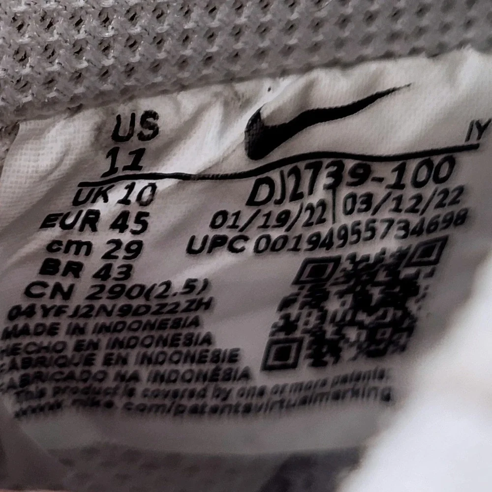 Nike Air Force 1 07 Low Mens 11 White DJ2739-100 Gum Sole‎ Leather Sneakers
